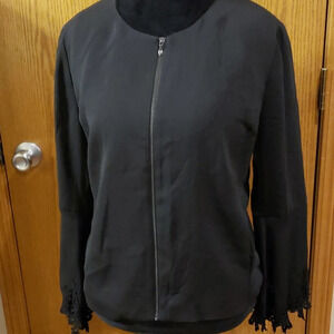 Mika mindel lace bell sleeve black zip up blazer